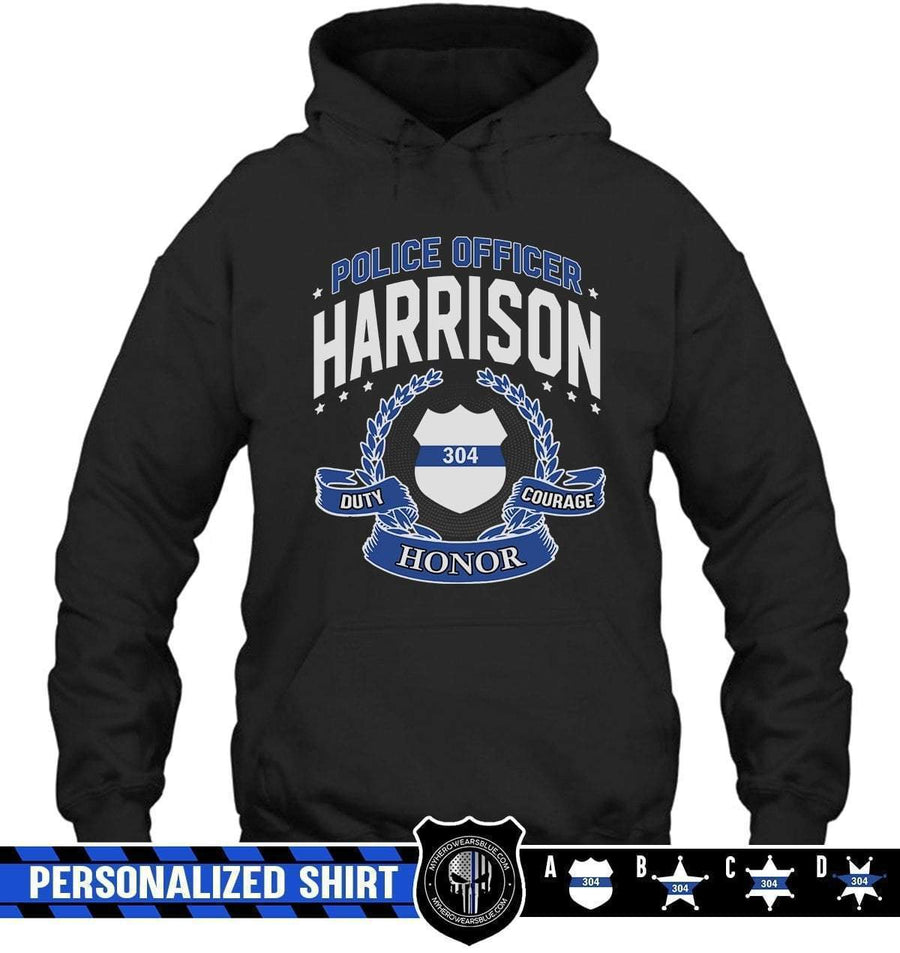 Apparel S / Black Personalized Shirt - Thin Blue Line - Proud Police Officer - DSAPP