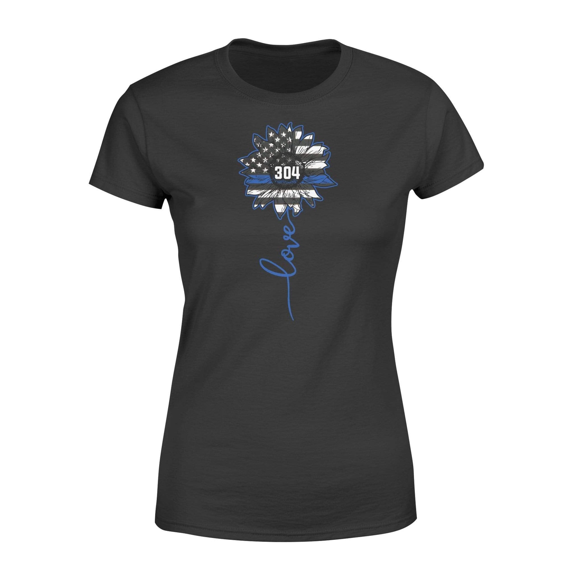 Apparel XS / Black Personalized Shirt - Thin Blue Line Sunflower Love - Standard Women’s T-shirt - DSAPP