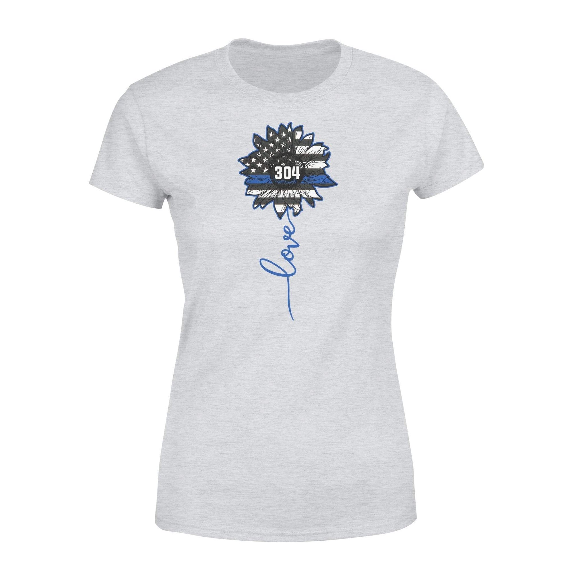 Apparel XS / Heather Grey Personalized Shirt - Thin Blue Line Sunflower Love - Standard Women’s T-shirt - DSAPP