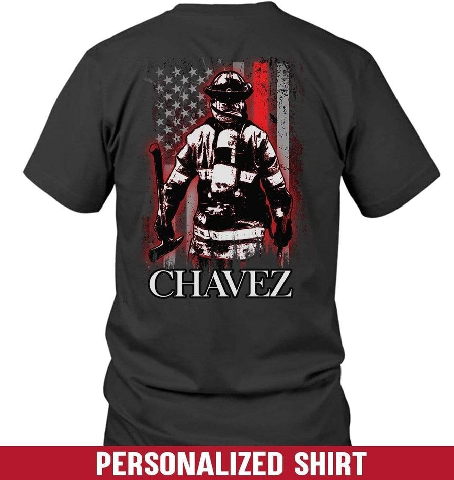 Apparel S / Black Personalized Shirt - Thin Red Line Bunker Gear - DSAPP