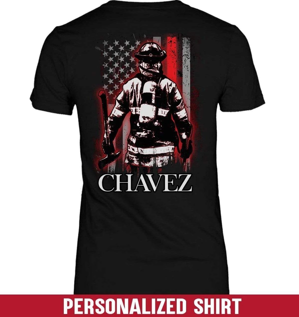 Apparel XS / Black Personalized Shirt - Thin Red Line Bunker Gear - DSAPP