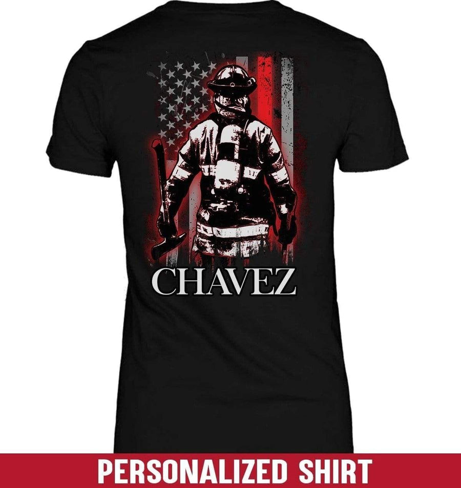 Apparel XS / Black Personalized Shirt - Thin Red Line Bunker Gear - DSAPP