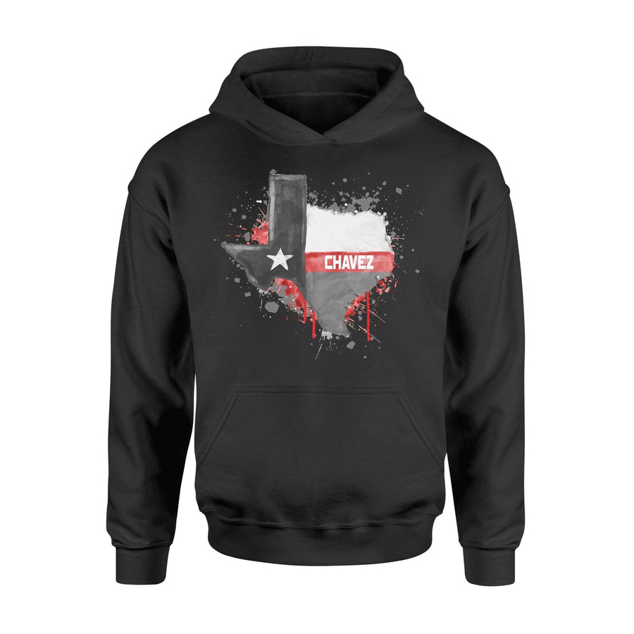 Apparel S / Black Personalized Shirt - Thin Red Line Color Drop State Map - Texas - DSAPP