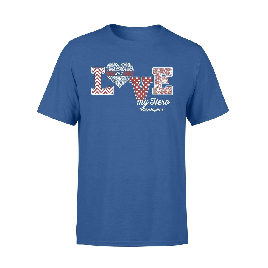 Apparel S / Royal Personalized Shirt - Thin Red Line - Love My Hero - Pattern Heart - Standard T-shirt