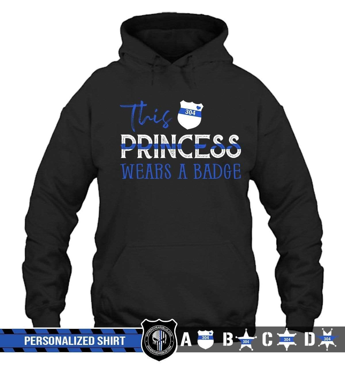 Apparel S / Black Personalized Shirt - This Princess Wears A Badge - DSAPP