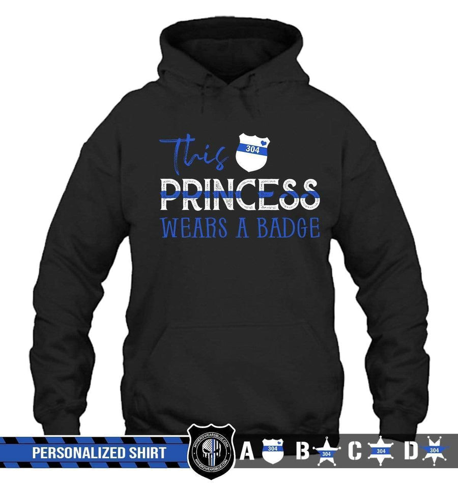 Apparel S / Black Personalized Shirt - This Princess Wears A Badge - DSAPP