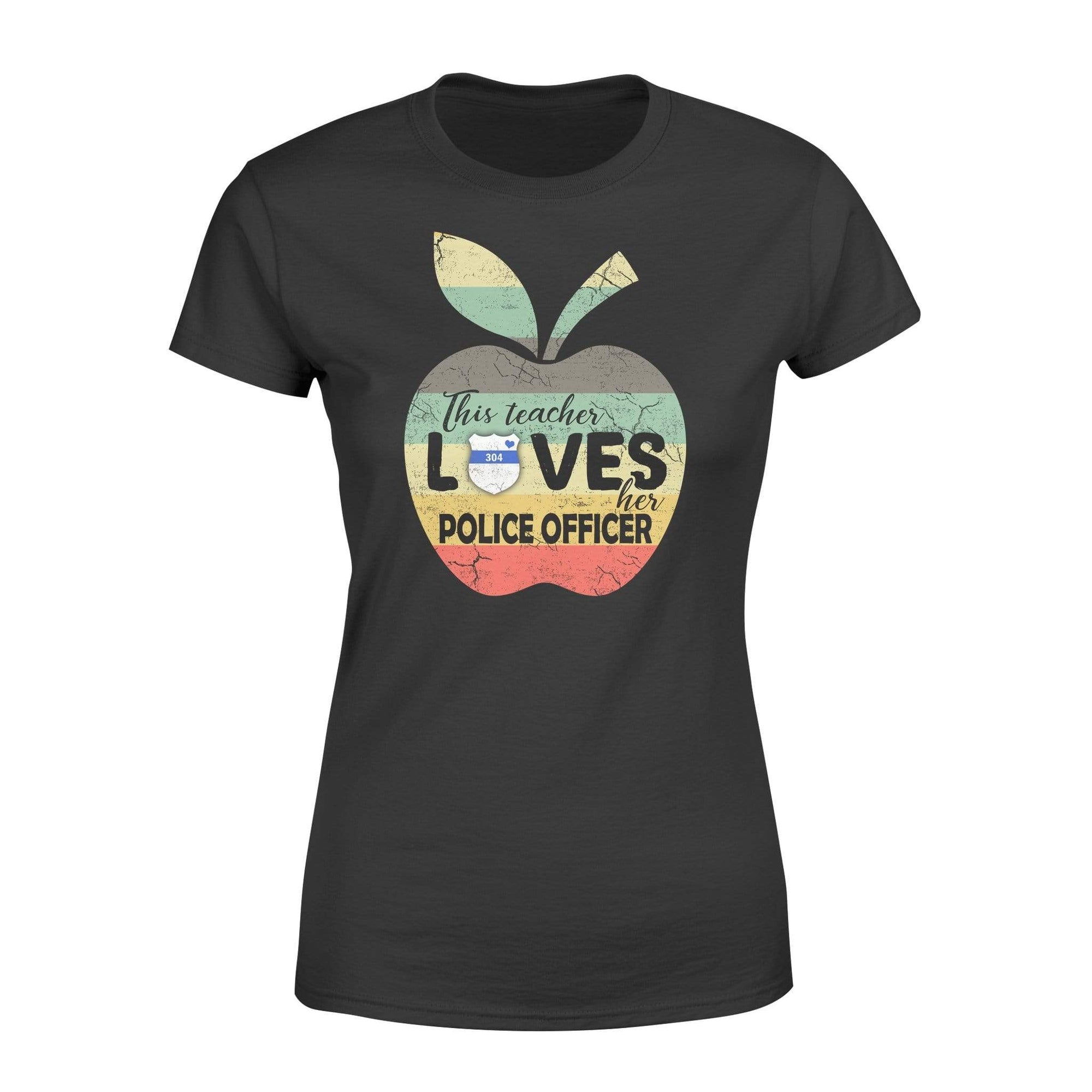 Apparel XS / Black Personalized Shirt - This Teacher Loves Her Police Man- Badge Number - Standard Women's T-shirt - DSAPP