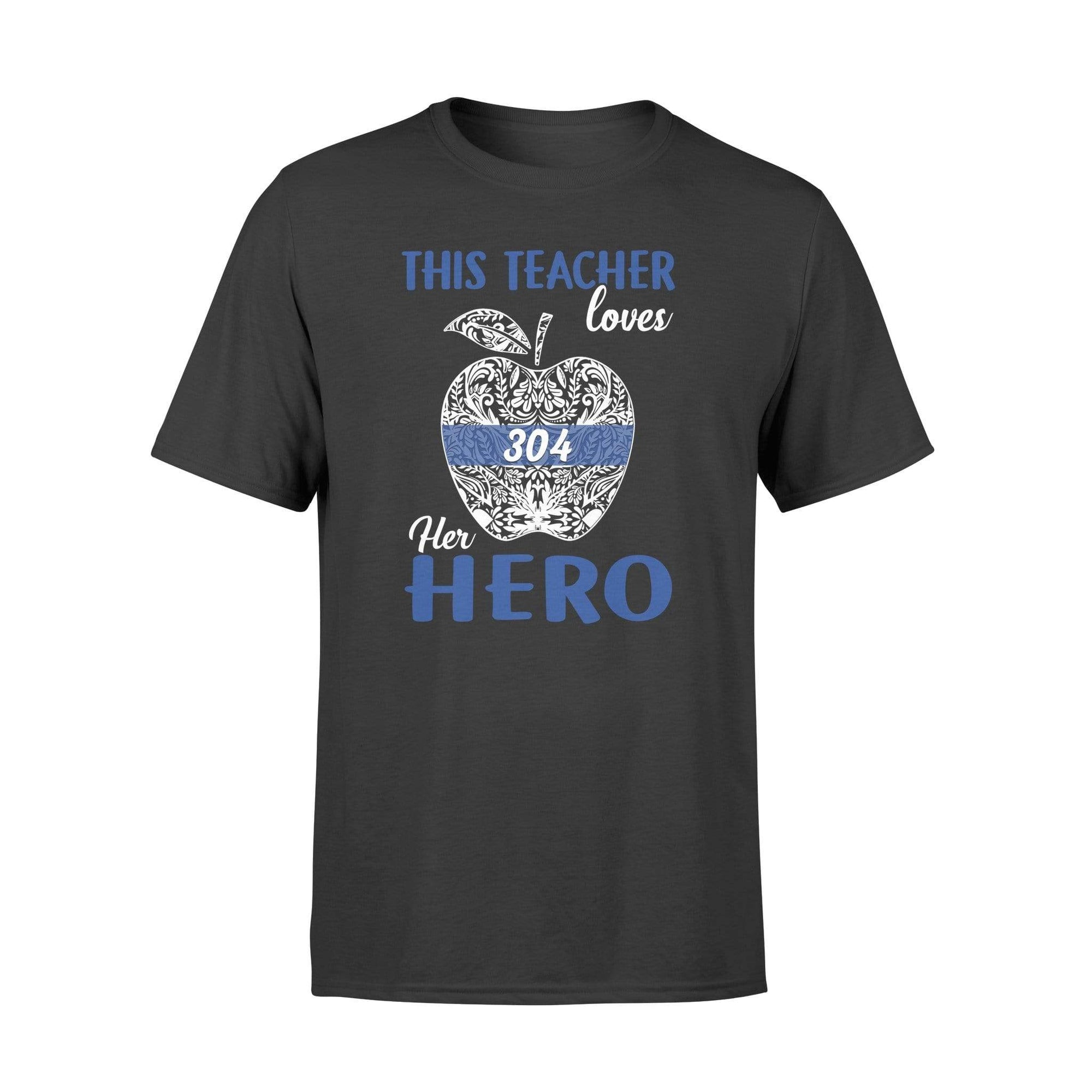 Apparel S / Black Personalized Shirt - This Teacher - Thin Blue Line Floral Apple - DSAPP