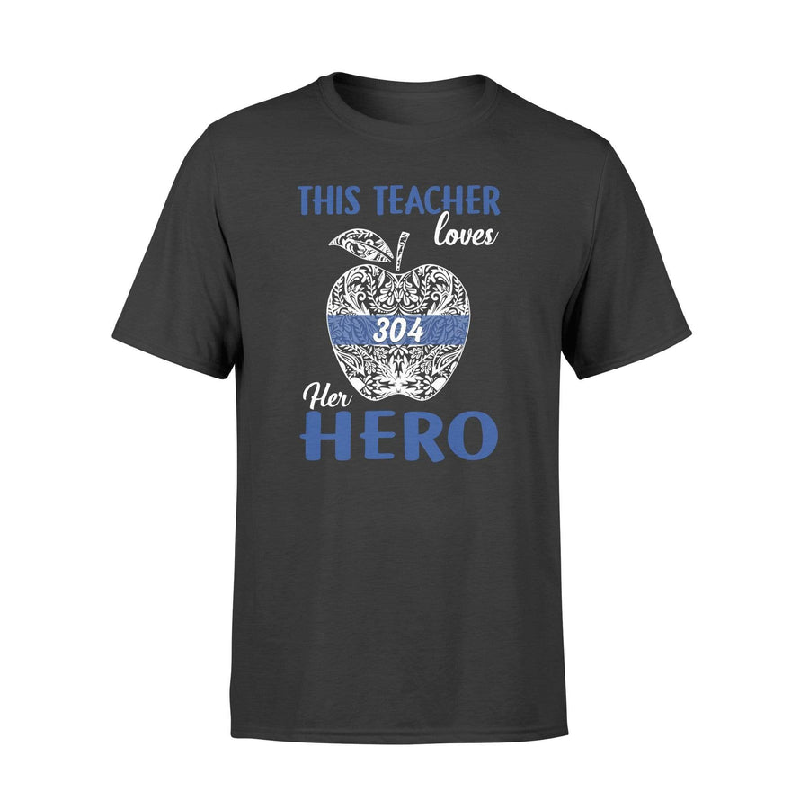 Apparel S / Black Personalized Shirt - This Teacher - Thin Blue Line Floral Apple - DSAPP