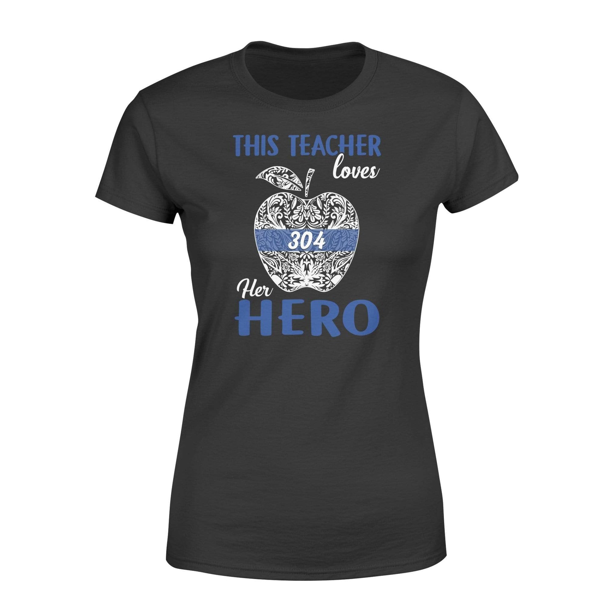 Apparel XS / Black Personalized Shirt - This Teacher - Thin Blue Line Floral Apple - DSAPP