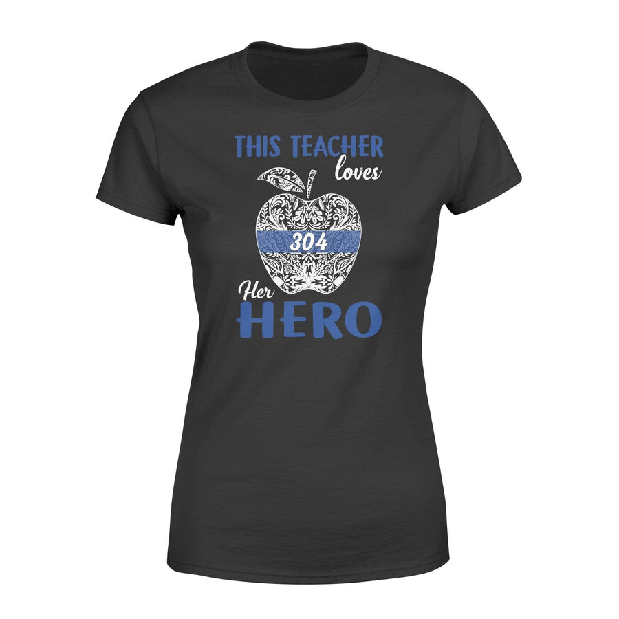 Apparel XS / Black Personalized Shirt - This Teacher - Thin Blue Line Floral Apple - DSAPP