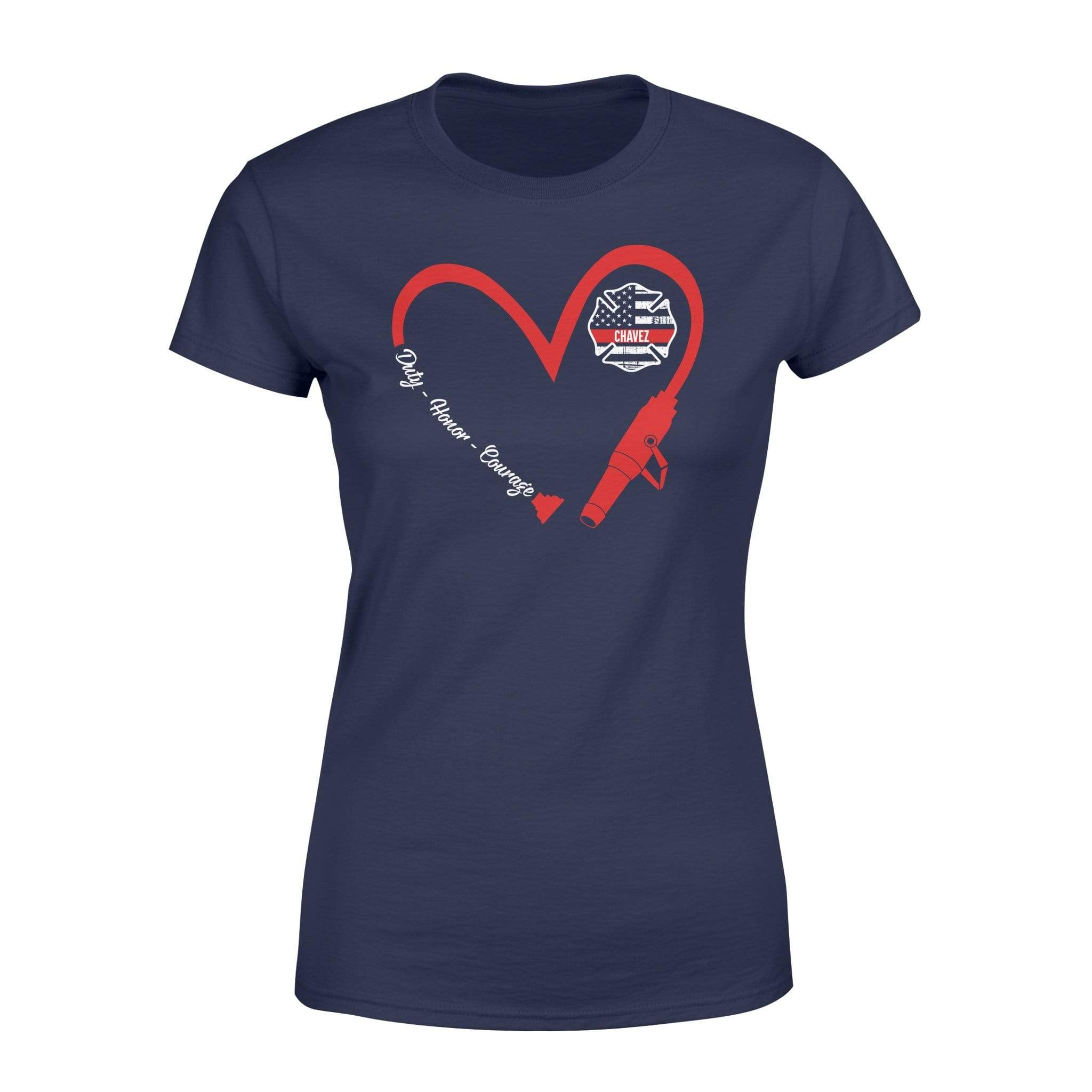 Apparel XS / Navy Personalized Shirt - TRL - Heart 3/4 Fire Hose - Standard Women's T-shirt - DSAPP
