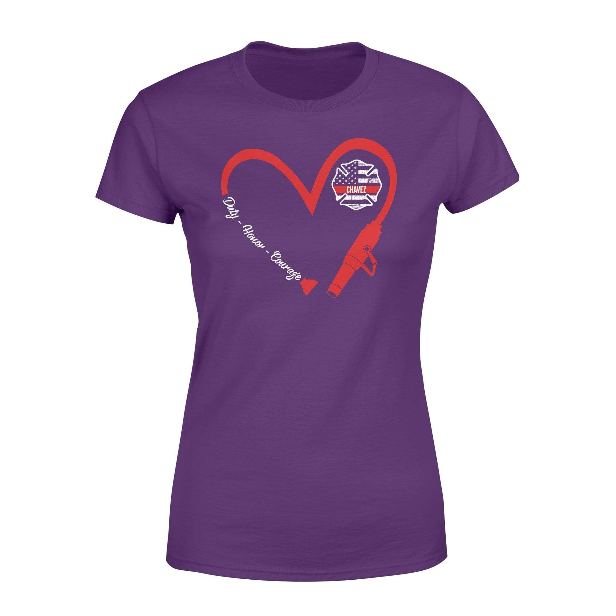 Apparel XS / Purple Personalized Shirt - TRL - Heart 3/4 Fire Hose - Standard Women's T-shirt - DSAPP