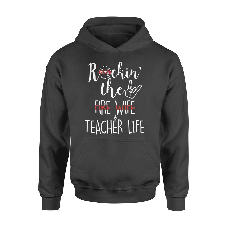 Apparel S / Black Personalized Shirt - TRL - Rocking Teacher Fire Wife - Standard Hoodie - DSAPP