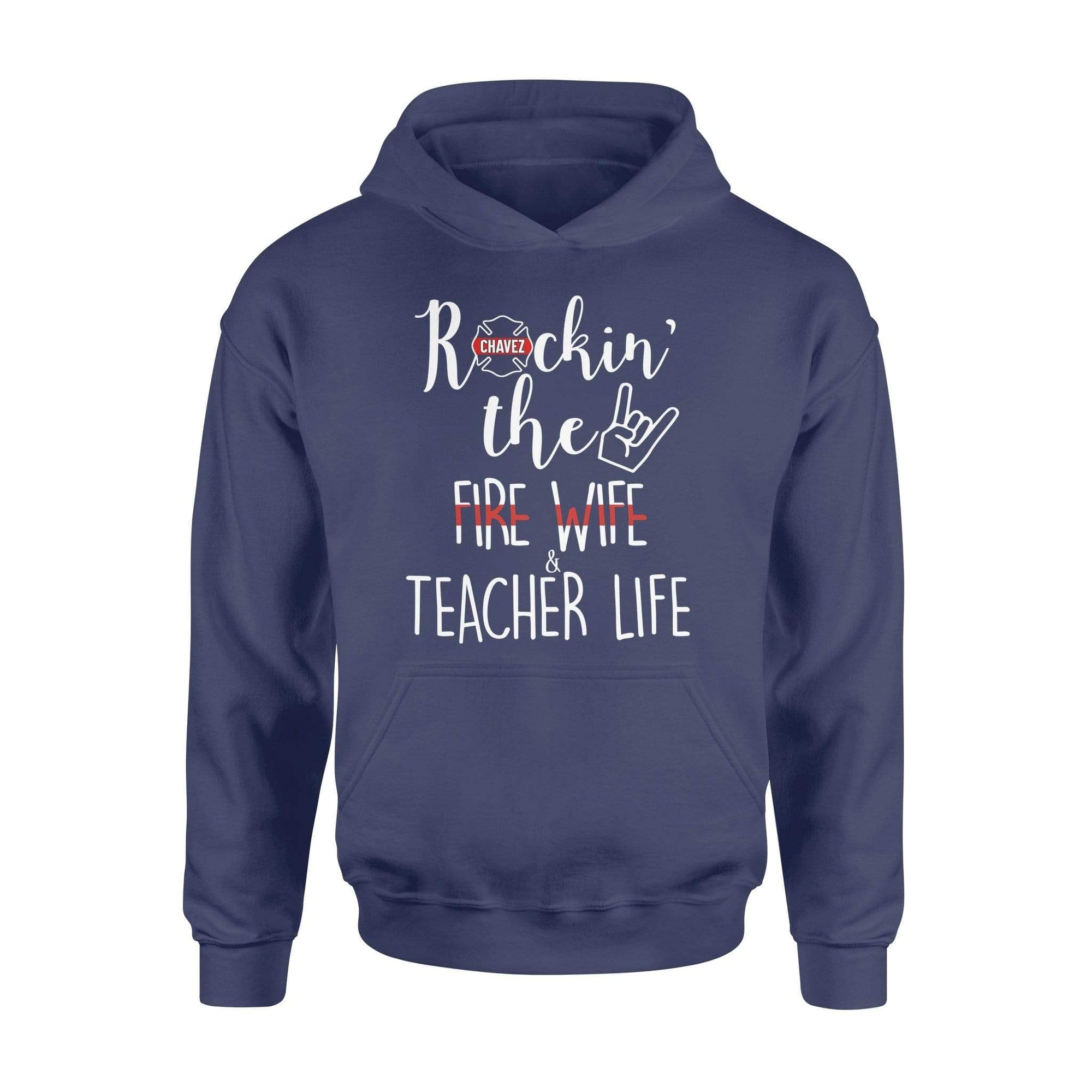 Apparel S / Navy Personalized Shirt - TRL - Rocking Teacher Fire Wife - Standard Hoodie - DSAPP