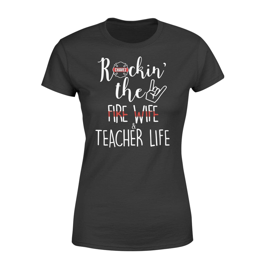 Apparel XS / Black Personalized Shirt - TRL - Rocking Teacher Fire Wife - Standard Women's T-shirt - DSAPP