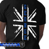 Apparel S / Black Personalized Shirt - UK Thin Blue Line Flag Police Name - Standard T-shirt