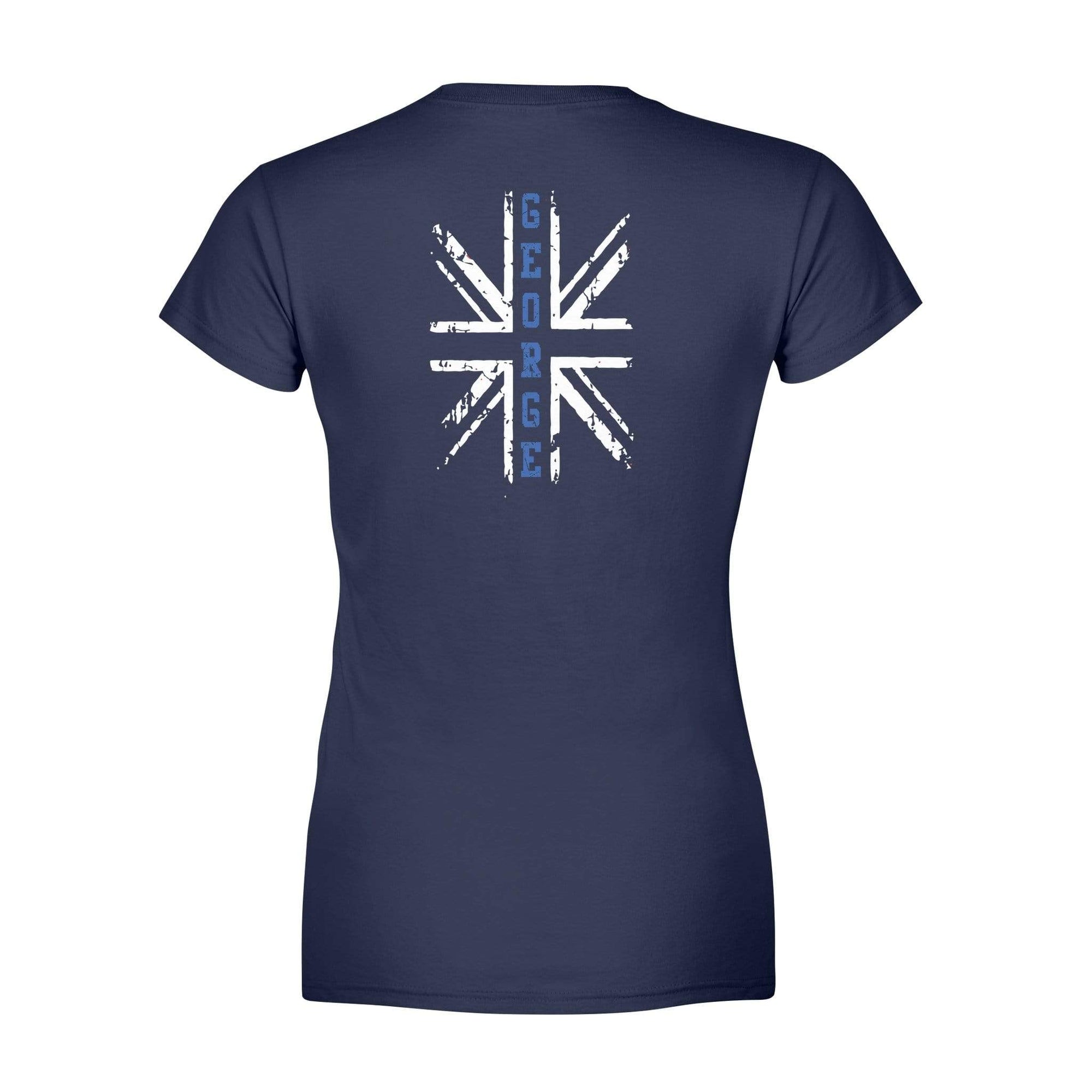 Apparel XS / Navy Personalized Shirt - UK Thin Blue Line Flag Police Name - Standard Women's T-shirt