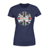 Apparel XS / Navy Personalized Shirt - UK Thin Red Line Flag Inside Firefighter Emblem - Standard Women's T-shirt