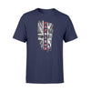Apparel S / Navy Personalized Shirt - Vertical UK Thin Red Line Distressed Flag - Firefighter Name - Standard T-shirt