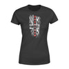 Apparel XS / Black Personalized Shirt - Vertical UK Thin Red Line Distressed Flag - Firefighter Name - Standard Women's T-shirt