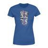 Apparel XS / Royal Personalized Shirt - Vertical UK Thin Red Line Distressed Flag - Firefighter Name - Standard Women's T-shirt