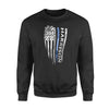 Apparel S / Black Personalized Sweater - Distressed Flag - Thin Blue Line - Ver 2 - Standard Fleece Sweatshirt - DSAPP