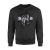 Apparel S / Black Personalized Sweater - Tearing - Thin Blue Line Flag - Standard Fleece Sweatshirt - DSAPP