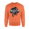 Apparel S / Orange Personalized Sweater - Tearing - Thin Blue Line Flag - Standard Fleece Sweatshirt - DSAPP