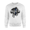 Apparel S / White Personalized Sweater - Tearing - Thin Blue Line Flag - Standard Fleece Sweatshirt - DSAPP