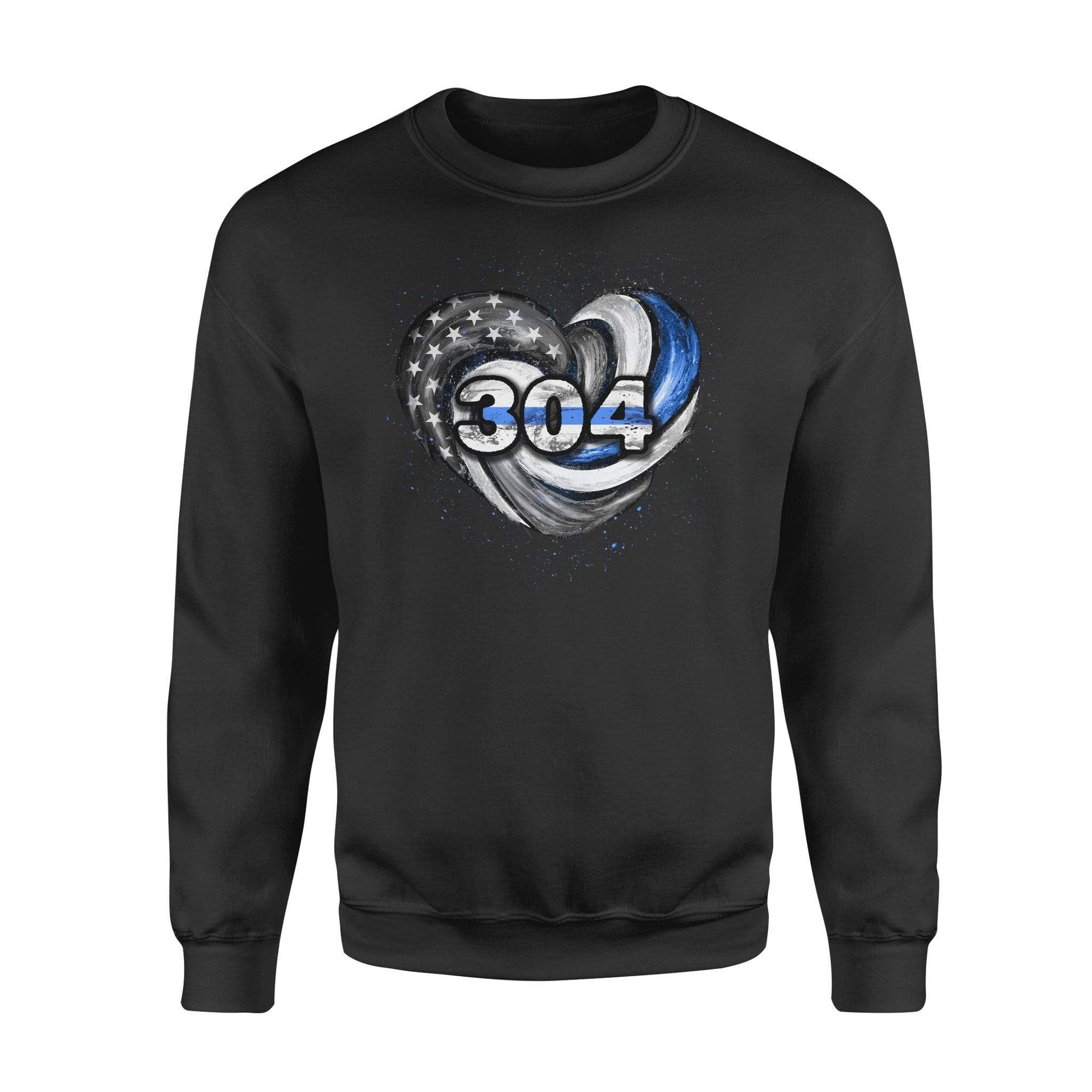Apparel S / Black Personalized Sweater - Thin Blue Line Hurricane Heart - Standard Fleece Sweatshirt - DSAPP