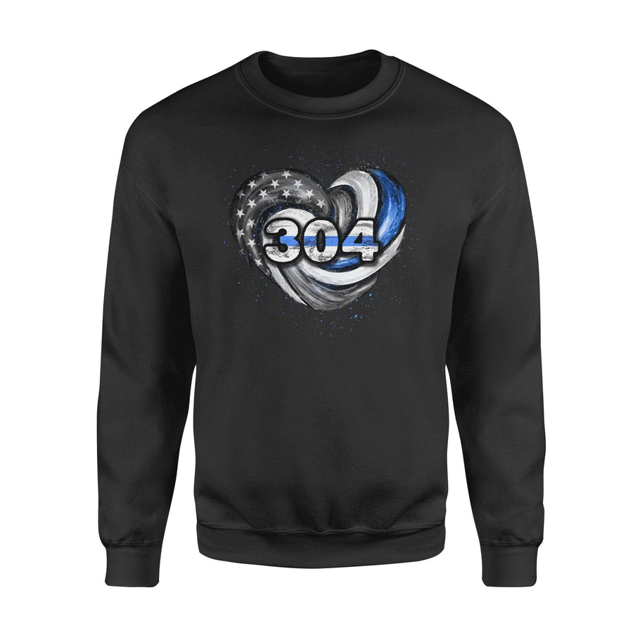 Apparel S / Black Personalized Sweater - Thin Blue Line Hurricane Heart - Standard Fleece Sweatshirt - DSAPP