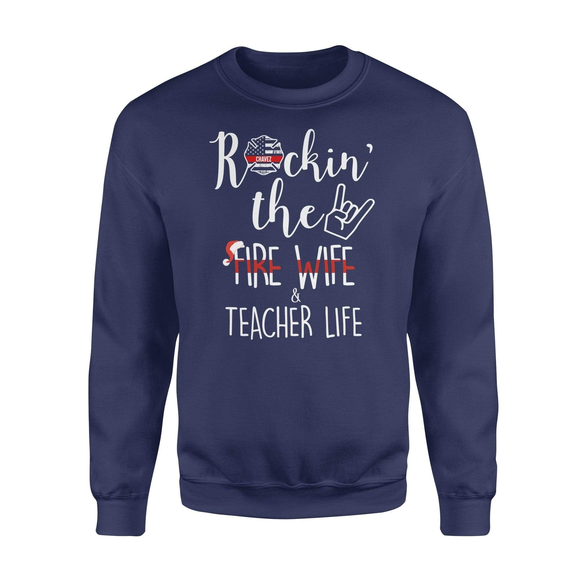 Apparel S / Navy Personalized Sweater - TRL - Rockin Fire Wife Christmas - Standard Fleece Sweatshirt - DSAPP