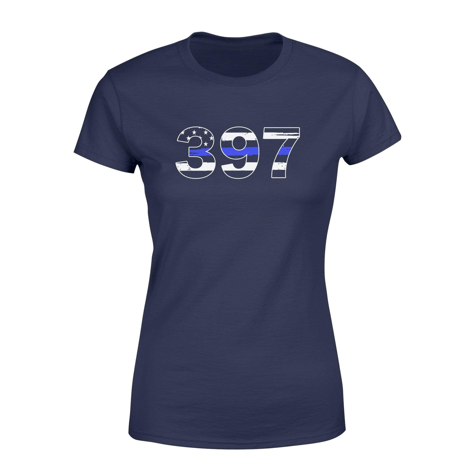 Apparel XS / Navy Personalized - Thin Blue Line Badge Number Shirt - Ver 2 - Standard Women's T-shirt - DSAPP