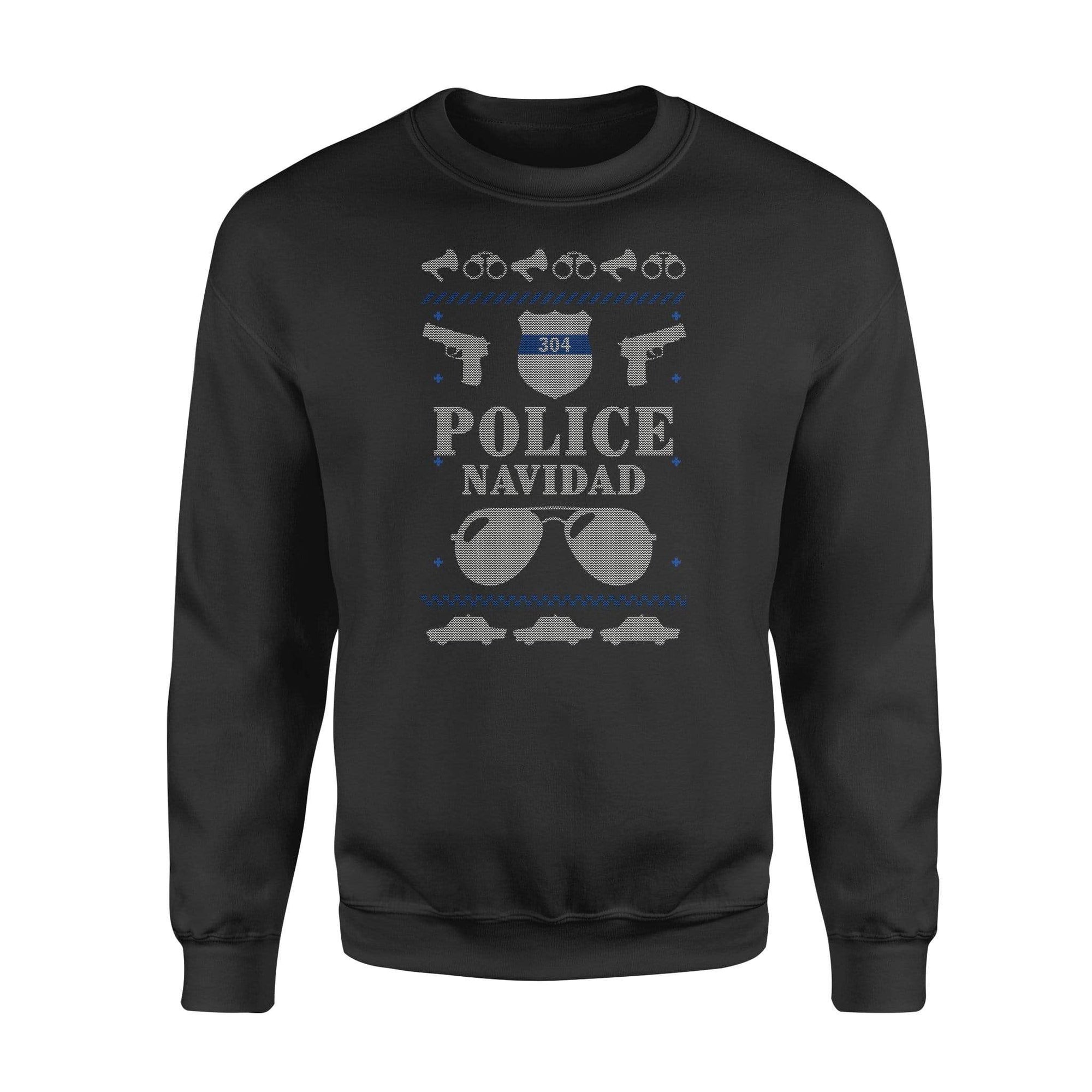 Apparel S / Black Personalized Ugly Sweater - TBL - Xmas Police Navidad - Standard Fleece Sweatshirt - DSAPP