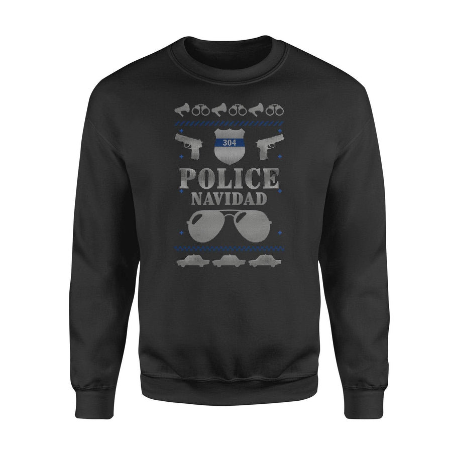 Apparel S / Black Personalized Ugly Sweater - TBL - Xmas Police Navidad - Standard Fleece Sweatshirt - DSAPP