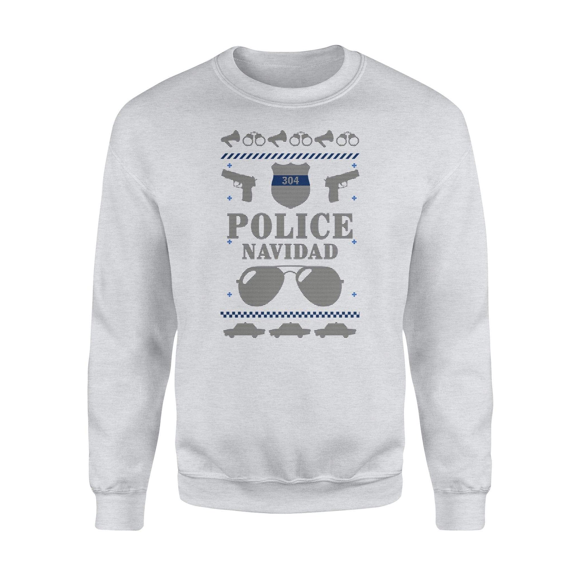 Apparel S / Heather Grey Personalized Ugly Sweater - TBL - Xmas Police Navidad - Standard Fleece Sweatshirt - DSAPP