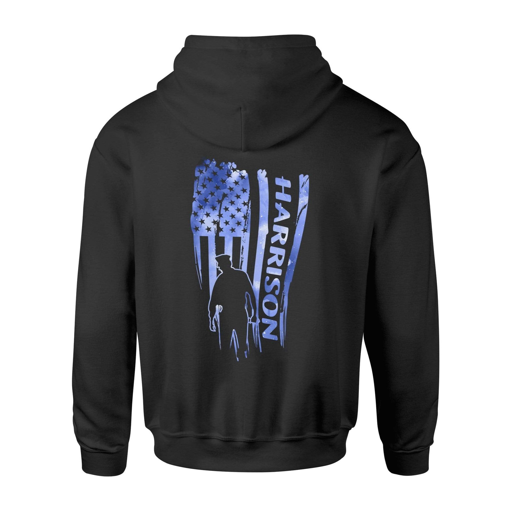 Apparel S / Black Police Officer Name - Distressed Flag - Personalized Shirt - DSAPP