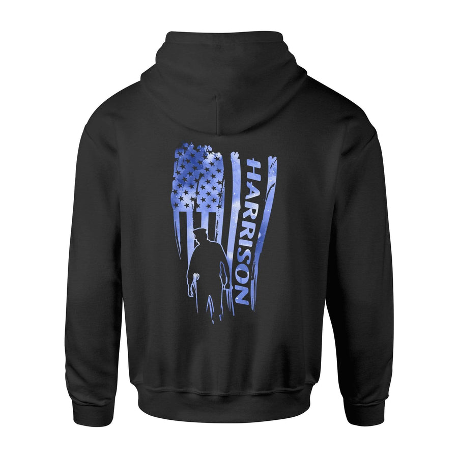 Apparel S / Black Police Officer Name - Distressed Flag - Personalized Shirt - DSAPP