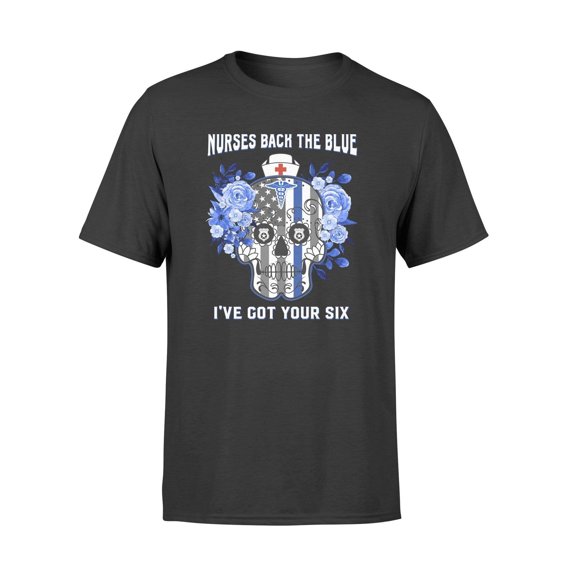 Apparel S / Black Police x Nurse - Nurses Back The Blue - Sugar Skull Shirt - Standard T-shirt