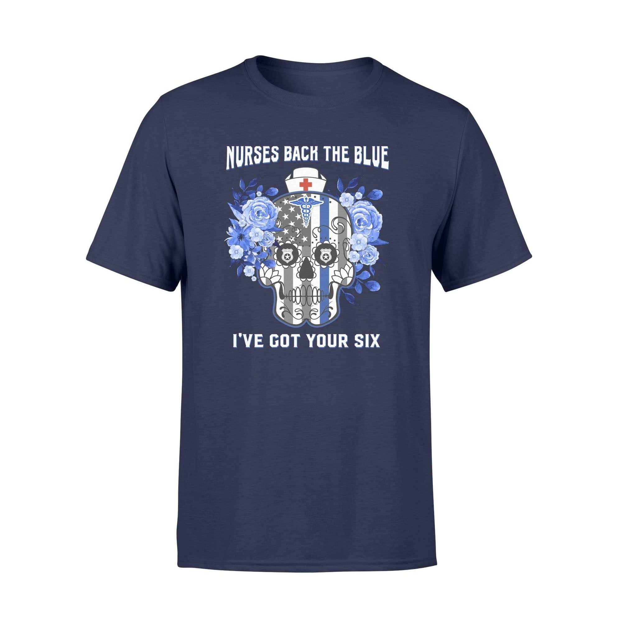Apparel S / Navy Police x Nurse - Nurses Back The Blue - Sugar Skull Shirt - Standard T-shirt