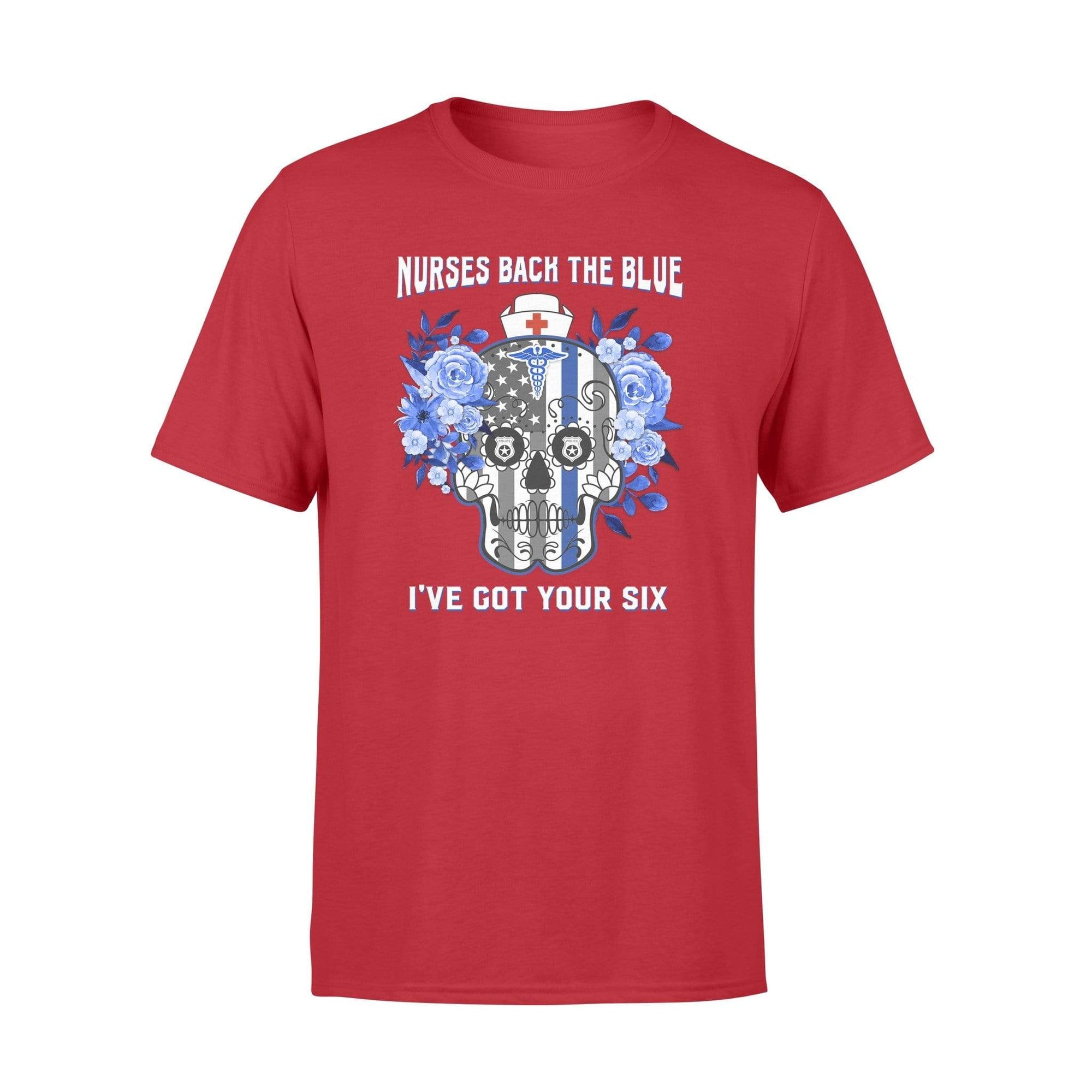 Apparel S / Red Police x Nurse - Nurses Back The Blue - Sugar Skull Shirt - Standard T-shirt