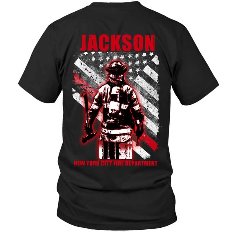 Apparel Rotated Flag Custom Name And Department Thin Red Line Personalized Firefighter Shirt