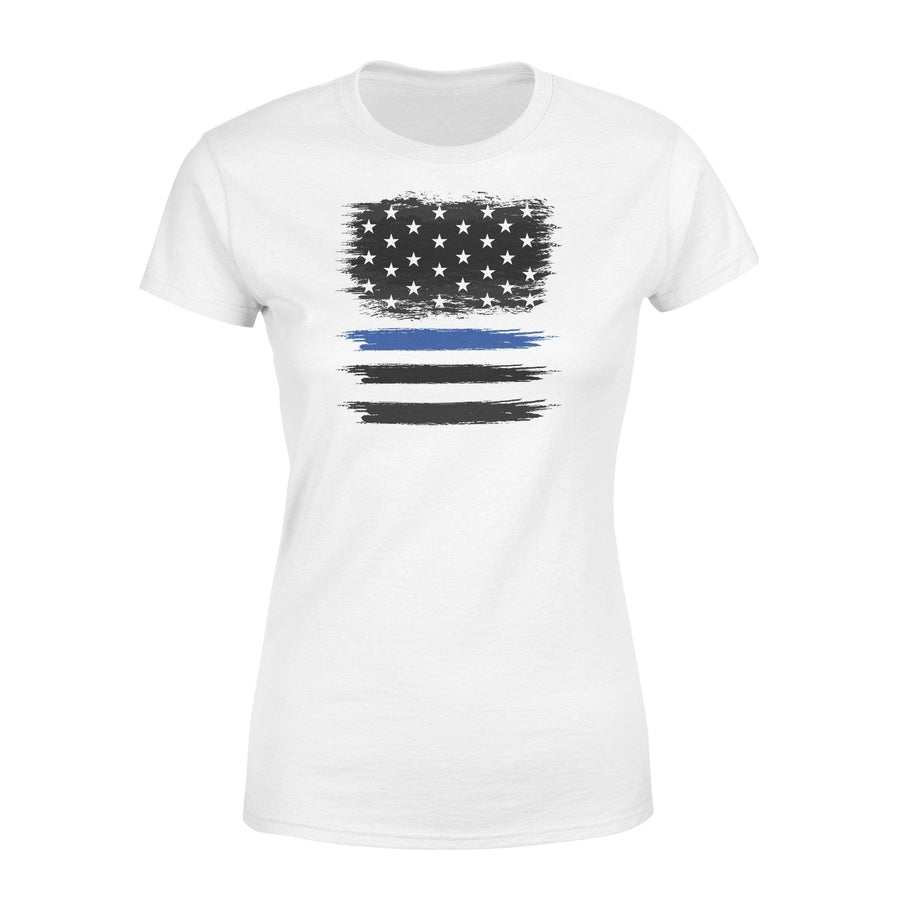 Apparel XS / White Scratch Thin Blue Line Flag Shirt - Standard Women's T-shirt