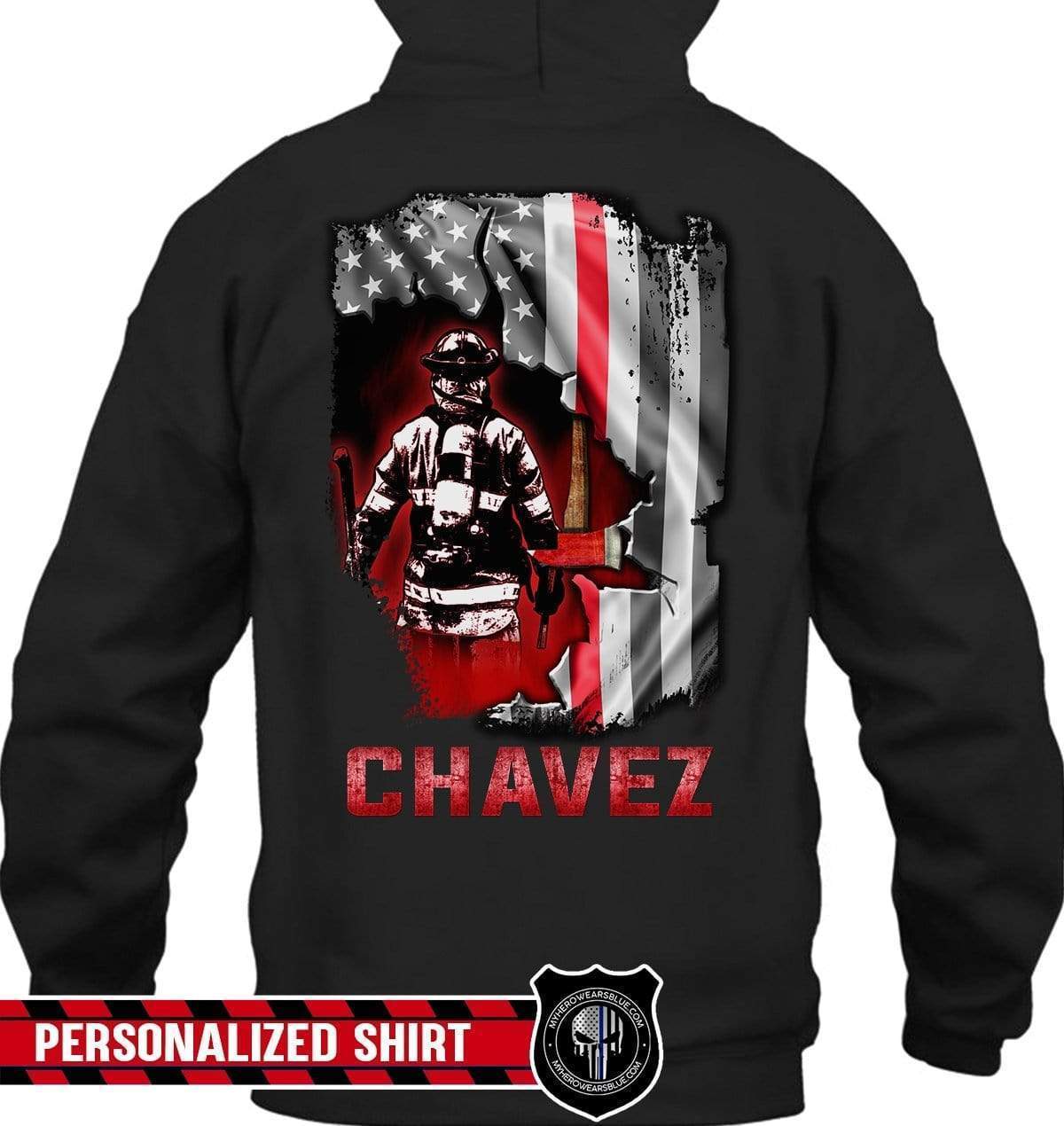 Apparel S / Black Scratched Nation Flag Bunker Gear Thin Red Line Personalized Firefighter Shirt