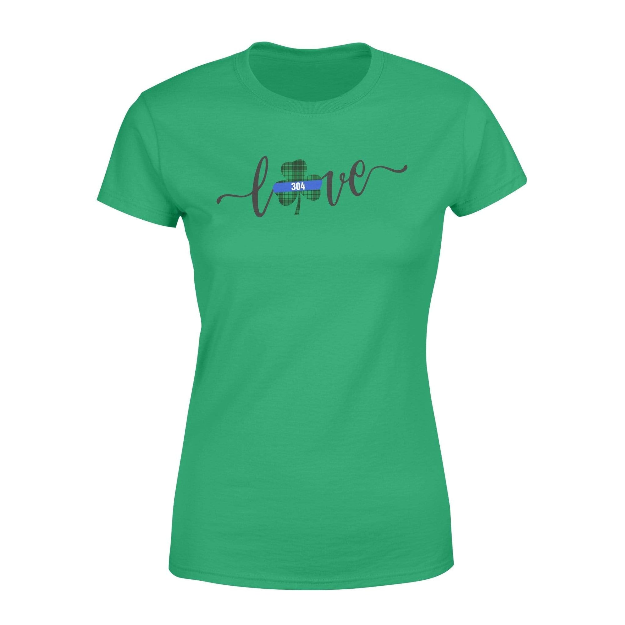 Thin Blue Line - St Patrick Day Love Shamrock Checkered Pattern Shirt - Standard Women’s T-shirt