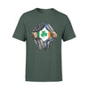 St Patrick Day Tearing Thin Blue Line Flag Irish Flag Inside Shirt -