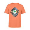 St Patrick Day Tearing Thin Blue Line Flag Irish Flag Inside Shirt -