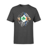 St Patrick Day Tearing Thin Blue Line Flag Irish Flag Inside Shirt -