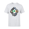 St Patrick Day Tearing Thin Blue Line Flag Irish Flag Inside Shirt -